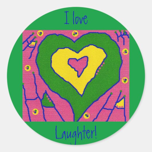 Ich Liebe lachen! Runder Aufkleber (Vorderseite)