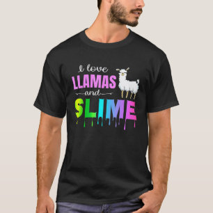 Ich liebe Lamas und Schleim Regenbogen Rosa Cute   T-Shirt