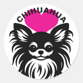 Ich liebe langhaarige Chihuahua süße Welpen Runder Aufkleber