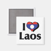 Ich liebe Laos-Flagge Magnet (Vorderseite/Rückseite)