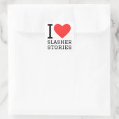 Ich Liebe lasst Geschichten Quadratischer Aufkleber (Tasche)