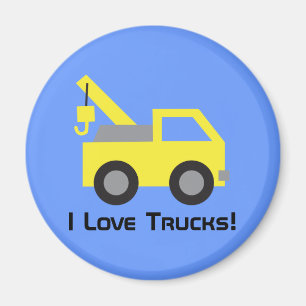 Ich liebe Lastwagen, süßes gelbes Fahrzeug für Kin Magnet