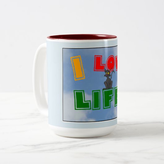 "Ich Liebe-Leben!" Kaffee-Tasse Zweifarbige Tasse (Vorderseite Links)