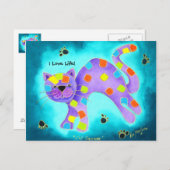 Ich Liebe Leben! - Schönes Aqua Happy Cat Postkarte (Vorne/Hinten)