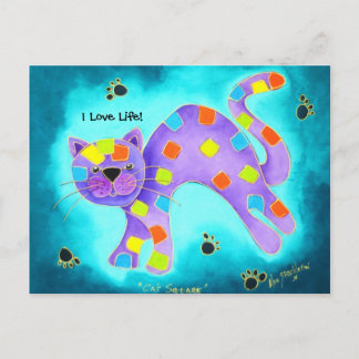 Ich Liebe Leben! - Schönes Aqua Happy Cat Postkarte