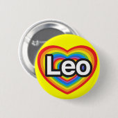 Ich Liebe Leo. Ich Liebe dich Leo. Herz Button (Vorne & Hinten)