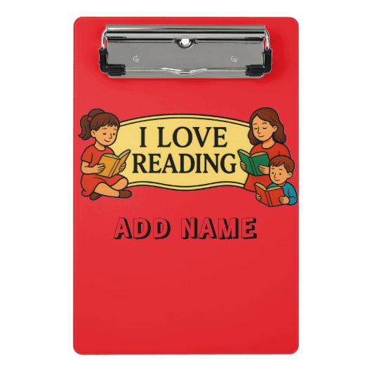 Ich liebe Lesen Drawstring Buch Tasche Mini Klemmbrett (Vorderseite)