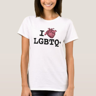 Ich liebe LGBTQ+ anatomisch korrektes Herz T-Shirt