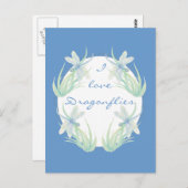 Ich Liebe Libellen in Blau und Grün Postkarte (Vorne/Hinten)