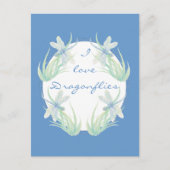 Ich Liebe Libellen in Blau und Grün Postkarte (Vorderseite)