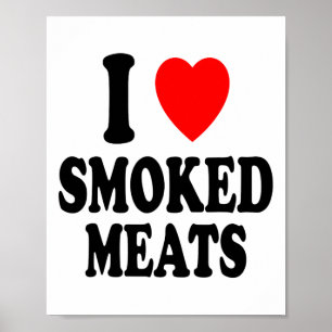 Ich liebe (liebe) Geräuchertes Fleisch Bbq Im Frei Poster