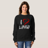 Ich liebe Linux mit Herz Penguin Tux Open Source B Sweatshirt (Vorne ganz)