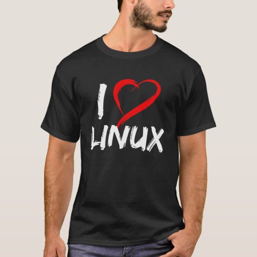 Ich liebe Linux mit Herz Pinguin Tux Open Source B T-Shirt (Vorderseite)