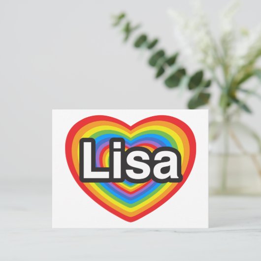Ich Liebe Lisa. Ich Liebe dir Lisa. Herz Postkarte (Stehend Vorderseite)