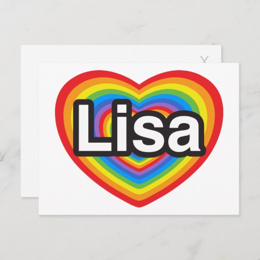 Ich Liebe Lisa. Ich Liebe dir Lisa. Herz Postkarte (Vorne/Hinten)
