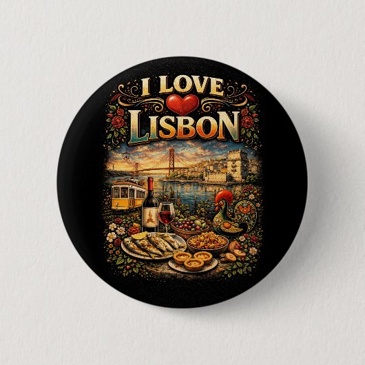 Ich liebe Lissabon Button (Vorderseite)