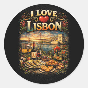 Ich liebe Lissabon Runder Aufkleber