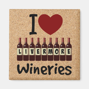 Ich liebe Livermore Wineries Herz und Weinflaschen Magnet