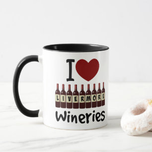 Ich liebe Livermore Wineries Herz und Weinflaschen Tasse