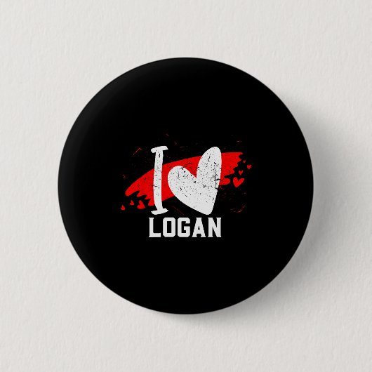 Ich liebe Logan Ich Herz Logan Button (Vorderseite)
