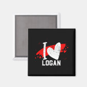 Ich liebe Logan Ich Herz Logan Magnet (Vorderseite/Rückseite)