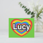 Ich Liebe Lucy. Ich Liebe dir Lucy. Herz Postkarte (Stehend Vorderseite)