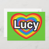Ich Liebe Lucy. Ich Liebe dir Lucy. Herz Postkarte (Vorne/Hinten)