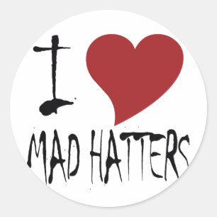 Ich Liebe Mad Hatters Runder Aufkleber