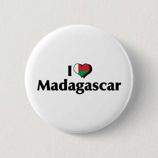 Ich liebe Madagaskar-Flagge Button (Vorderseite)