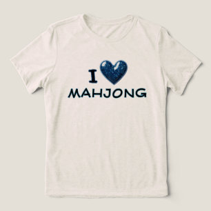 Ich liebe Mahjong Herz Custom Elegantes Mahjong Tri-Blend Shirt