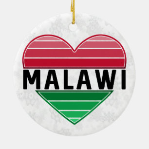 Ich Liebe Malawi, Malawian Herz Keramik Ornament