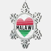 Ich Liebe Malawi, Malawian Herz Schneeflocken Zinn-Ornament (Rechts)