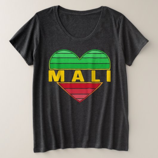 Ich Liebe Mali, Mali Große Größe T-Shirt (Design vorne)