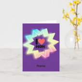 Ich liebe Mama Bunte Neonstern Karte (Gelbe Blume)