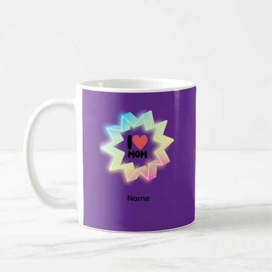 Ich liebe Mama Farbige Neonstern Kaffeetasse (Links)