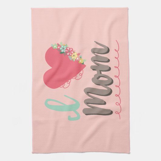 Ich Liebe Mama hübsch rosa Geschirrtuch (Vertikal)