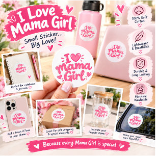 Ich liebe Mama Mädchen Rosa Aufkleber – Süße Mami 