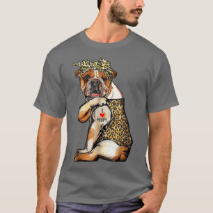 Ich Liebe Mama Tattoo Bulldog Hund mit Bandana Mut T-Shirt