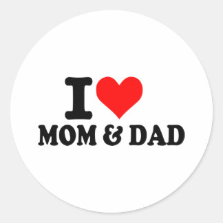 Ich Liebe Mama und Papa Runder Aufkleber