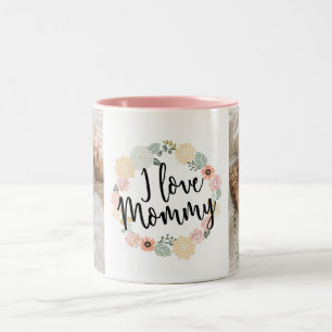 Ich liebe Mami personalisierte Fototasse Zweifarbige Tasse