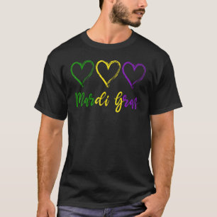 Ich Liebe Mardi Gras, drei Herzen für Mardi Gras, T-Shirt