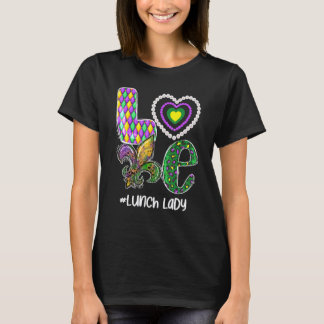 Ich liebe Mardi Gras Lunch Lady Lehrer Kariert Leo T-Shirt