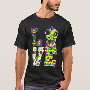 Ich liebe Mardi Gras Pug Hund Lustige Maske Festiv T-Shirt