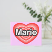 Ich Liebe Mario. Ich Liebe dir Mario. Herz Postkarte (Stehend Vorderseite)