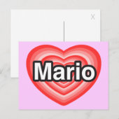 Ich Liebe Mario. Ich Liebe dir Mario. Herz Postkarte (Vorne/Hinten)