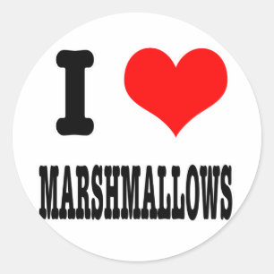ICH LIEBE Marshmallows Runder Aufkleber