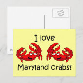 Ich Liebe Maryland Krabben! Postkarte (Vorne/Hinten)