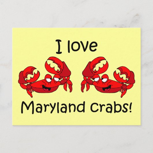 Ich Liebe Maryland Krabben! Postkarte (Vorderseite)