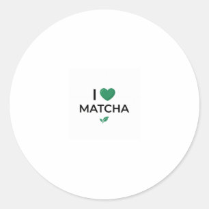 Ich liebe Matcha-Grüntee Minimalist Runder Aufkleber