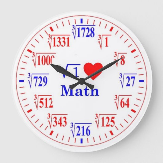 Ich Liebe Mathe, Cube Roots Wall Clock Große Wanduhr (Vorderseite)
